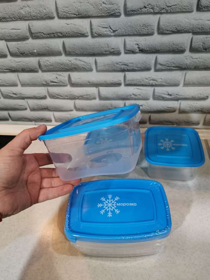 Фотография покупателя товара Набор квадратных контейнеров для замораживания продуктов «Морозко», 1 л, цвет МИКС - Фото 5