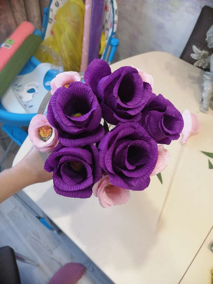 Фотография покупателя товара Креп для цветов простой, цвет фиолетовый, 0,5 х 2,5 м - Фото 4