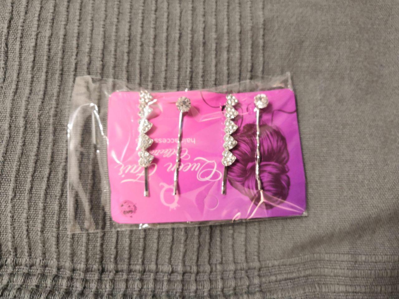 Фотография покупателя товара Невидимка для волос "Луна" (набор 4 шт) 5,5 см, драгоценность - Фото 1