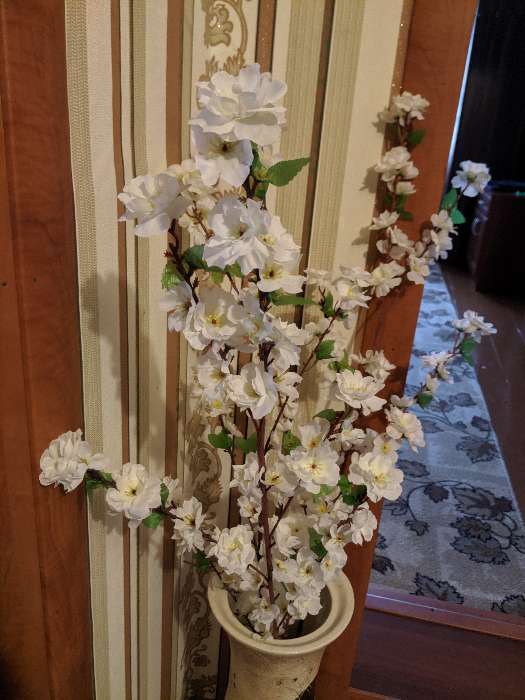 Фотография покупателя товара Цветы искусственные "Сакура нежность" 4х120 см, белый - Фото 2