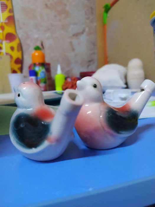 Фотография покупателя товара Детская музыкальная игрушка «Свистулька керамическая. Птичка - синичка» - Фото 7
