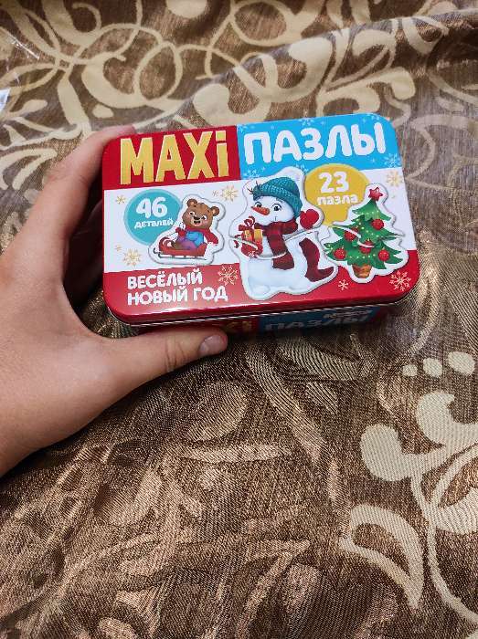 Фотография покупателя товара Макси-пазлы в металлической коробке «Весёлый Новый год», 46 деталей