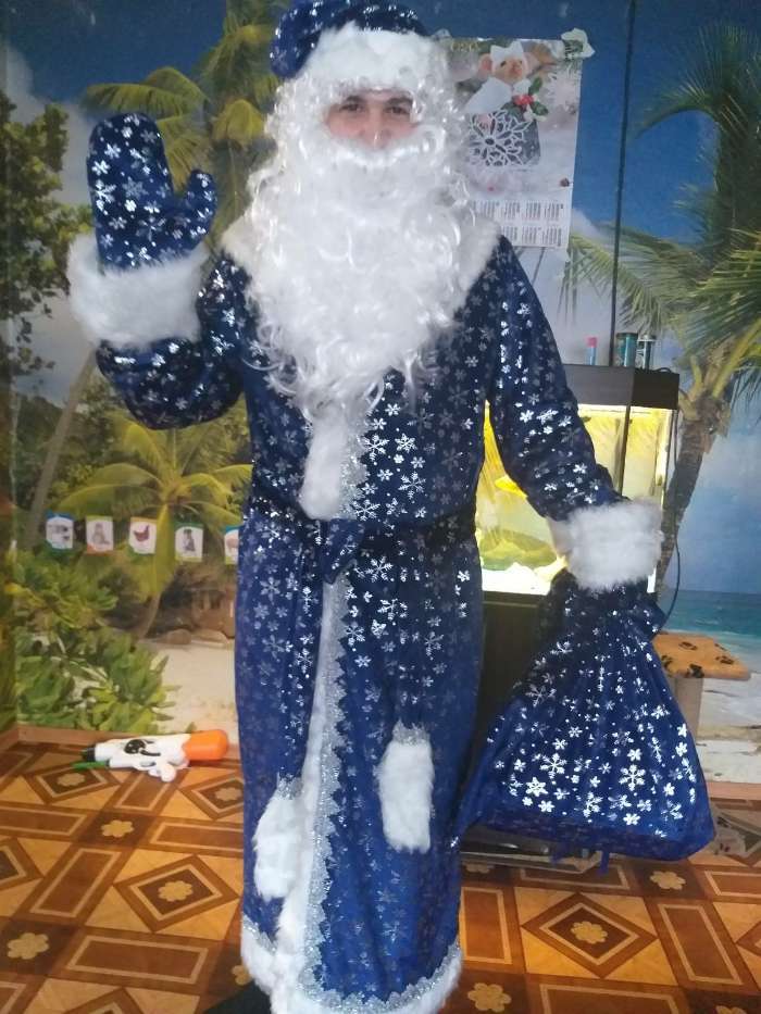 Фотография покупателя товара Карнавальный костюм «Дед Мороз», плюш, р. 54-56, цвет синий, рост 188 см - Фото 1