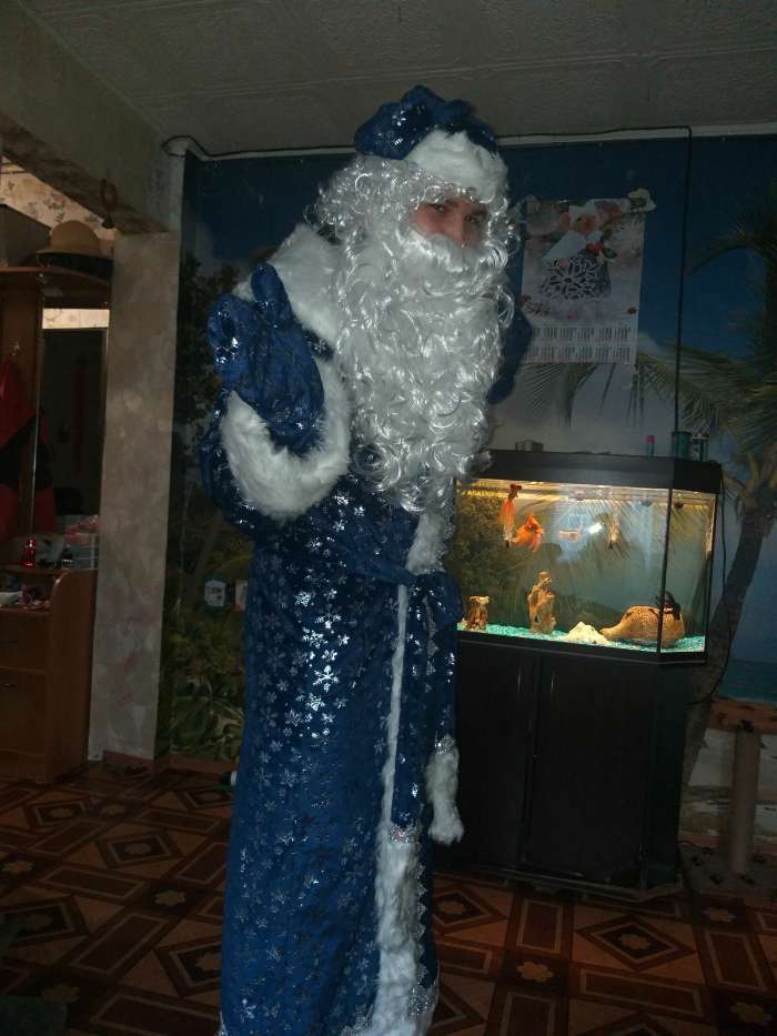 Фотография покупателя товара Карнавальный костюм «Дед Мороз», плюш, р. 54-56, цвет синий, рост 188 см - Фото 2