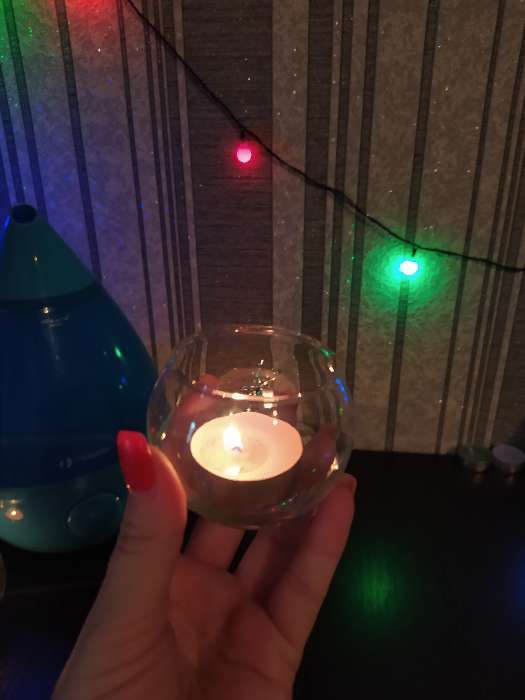 Фотография покупателя товара Подсвечник стекло 1 свеча "Прозрачный шар" 5х6,5х6,5 см - Фото 1