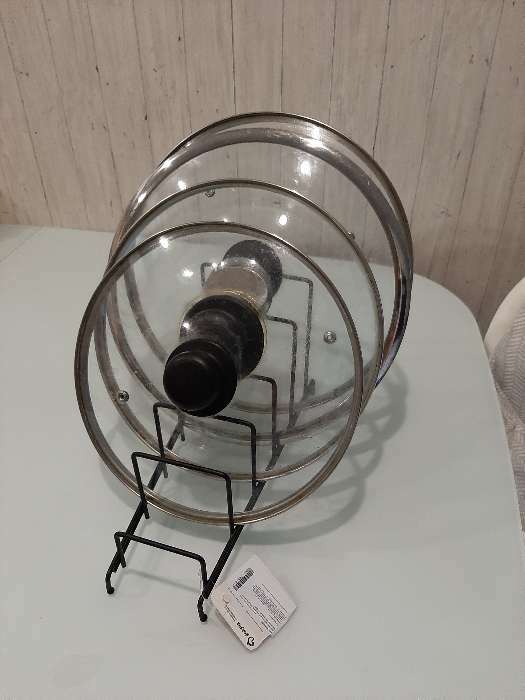 Фотография покупателя товара Подставка для крышек на 5 предметов Доляна, 28.5×12.5×16.5 см, чёрная - Фото 9
