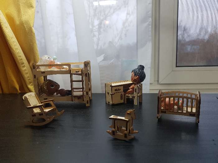 Фотография покупателя товара Набор деревянной мебели для кукол «Детская», 6 предметов, конструктор - Фото 6