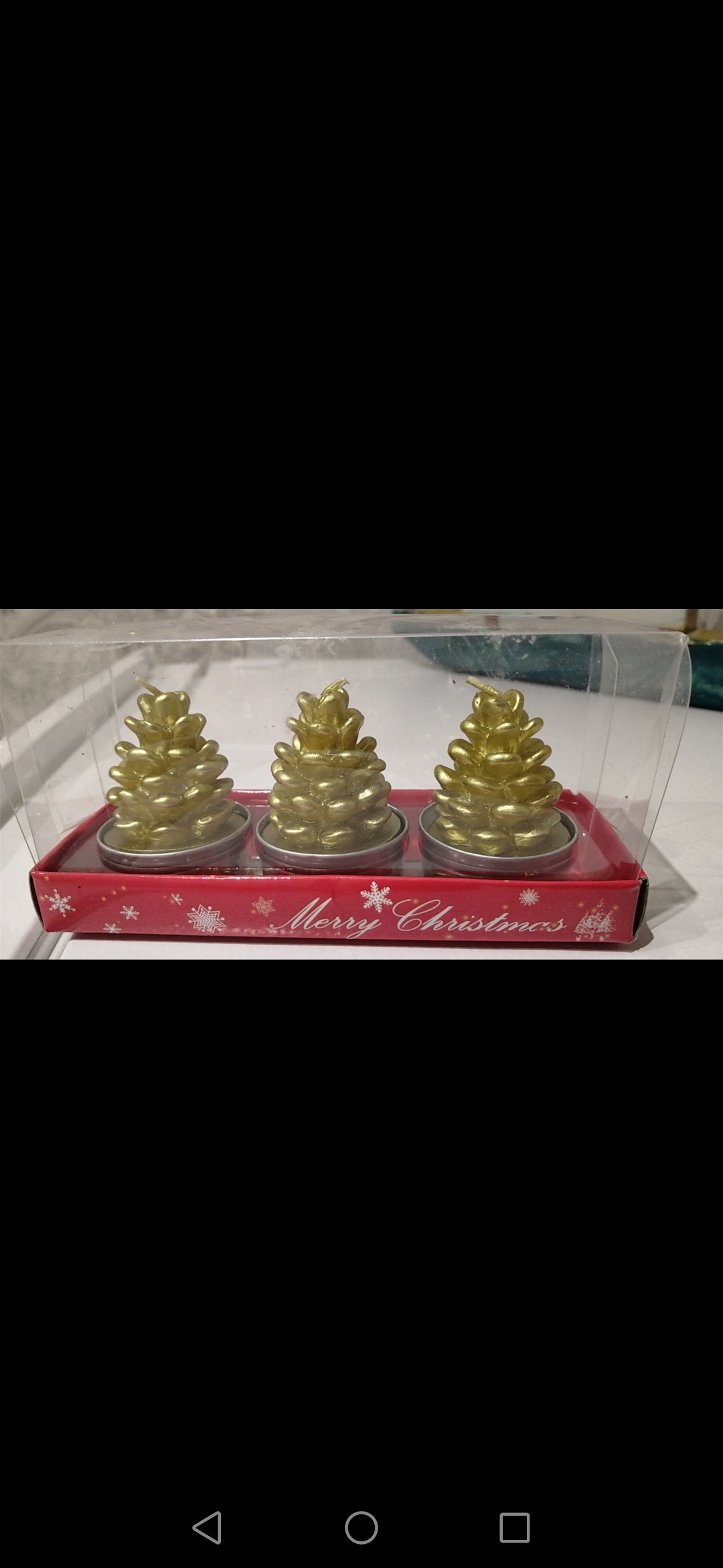 Фотография покупателя товара Набор свечи новогодние  "Шишка золотая", 4×6 см, 3 шт - Фото 2