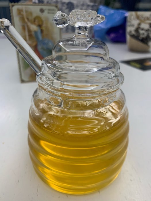 Фотография покупателя товара Баночка стеклянная для мёда и варенья Magistro «Пчёлка», 280 мл, 8×12 см