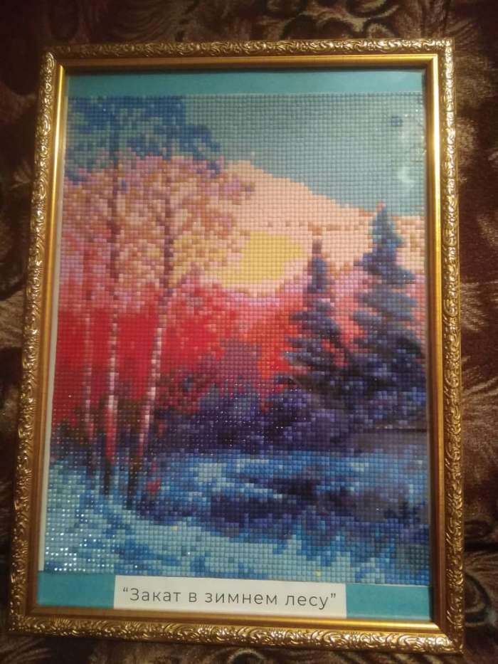 Фотография покупателя товара Алмазная мозаика «Закат в зимнем лесу», 24 цвета, без рамки - Фото 2