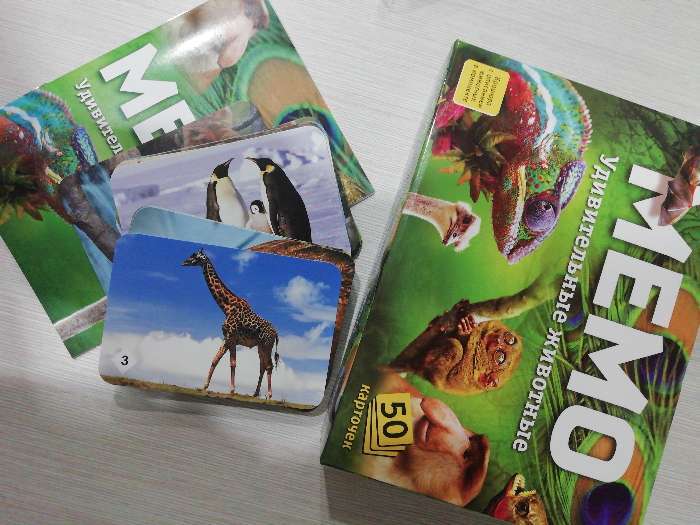 Фотография покупателя товара Настольная игра «Мемо. Удивительные животные», 50 карточек + познавательная брошюра - Фото 2