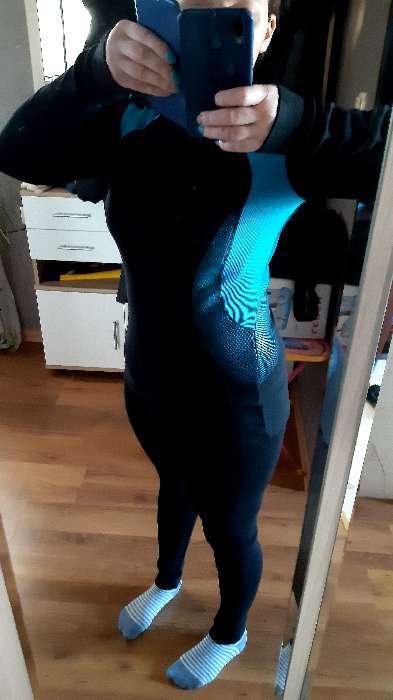 Фотография покупателя товара Термобельё женское (джемпер, лосины) цвет чёрный/голубой, размер 46