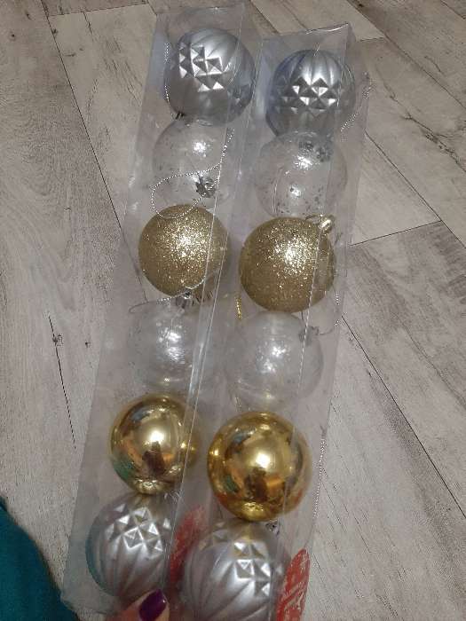 Фотография покупателя товара Набор шаров пластик d-6 см, 6 шт "Призма" серебристо-золотой - Фото 2