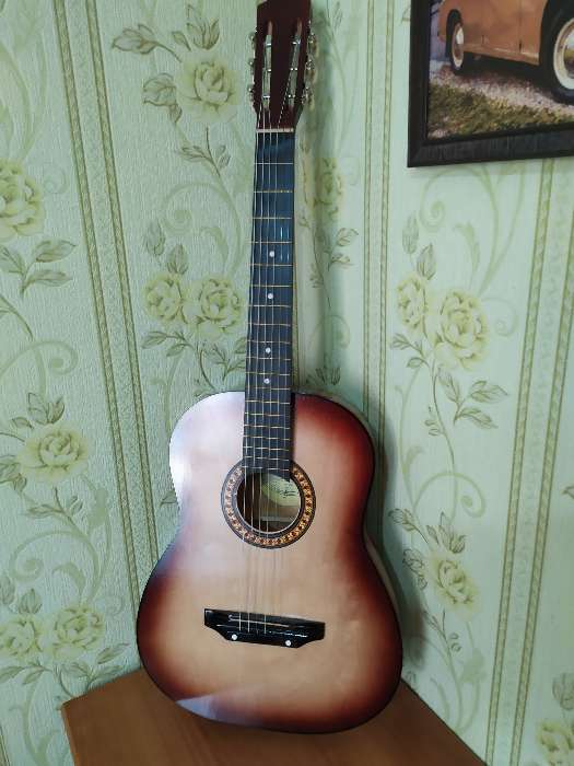 Фотография покупателя товара Акустическая гитара 6-ти струнная, менз. 650мм., струны металл, головка с пазами