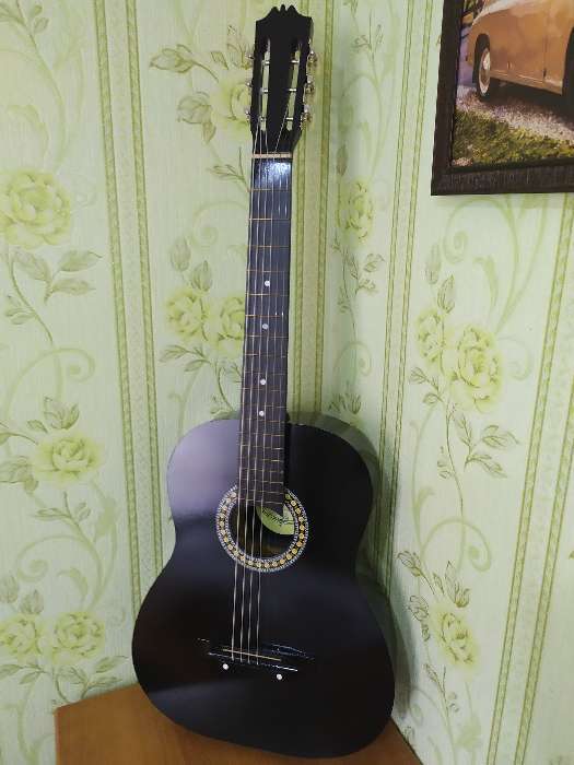 Фотография покупателя товара Акустическая гитара 6-ти струнная, менз. 650мм., струны металл, головка без пазов - Фото 8