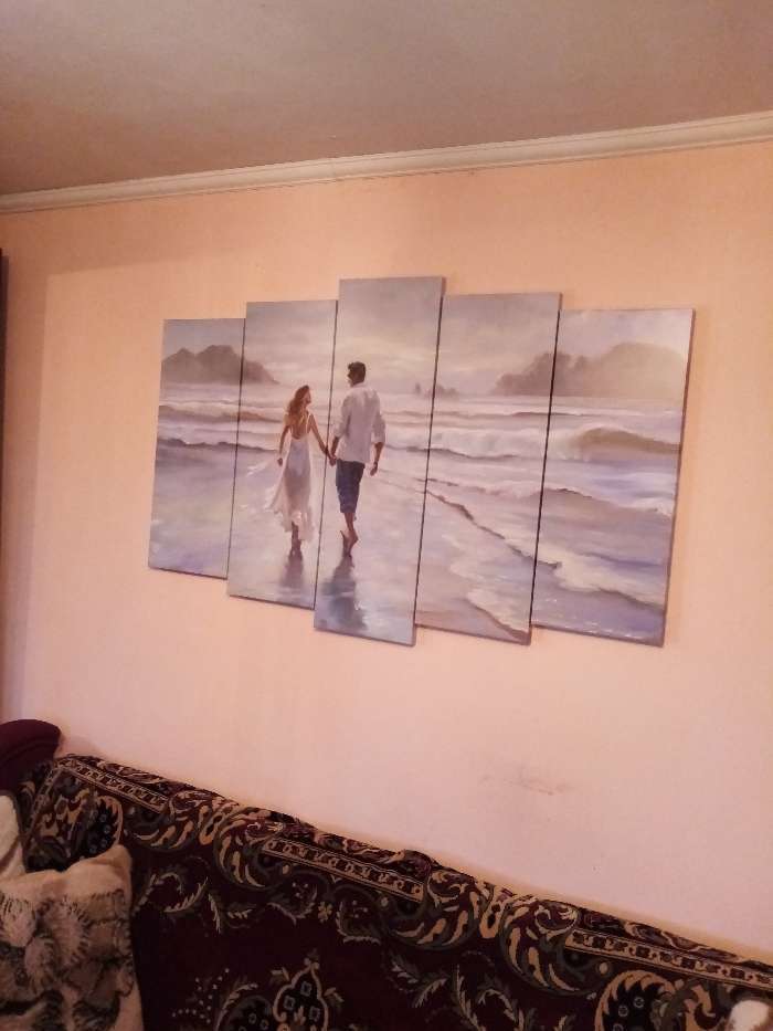 Фотография покупателя товара Модульная картина на подрамнике "Влюблённые на берегу" 2-25х64, 2-25х71,1-25х80 125*80 см - Фото 3