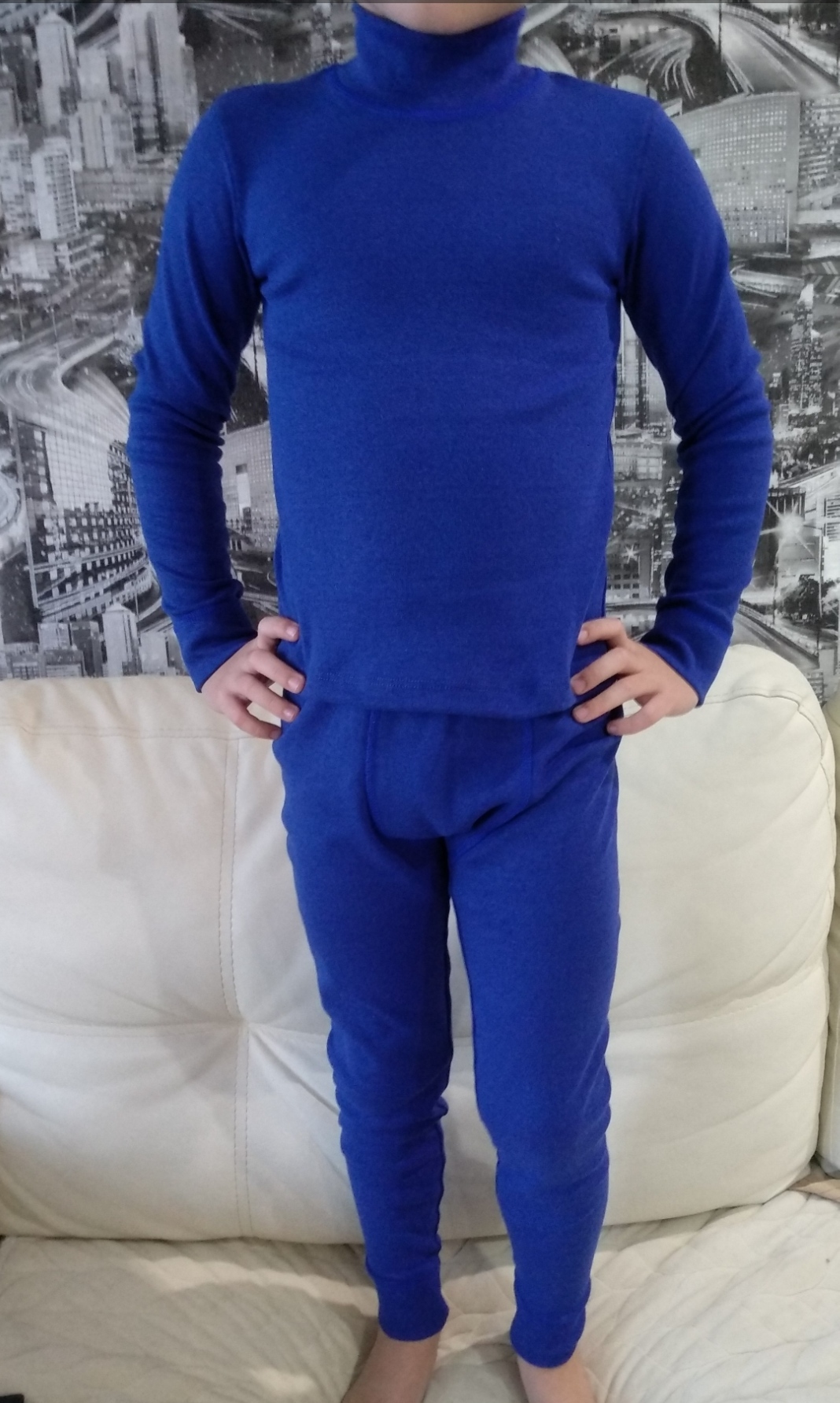 Фотография покупателя товара Термобельё для мальчика (водолазка,кальсоны), цвет тёмно-синий, рост 146 см (40) - Фото 1