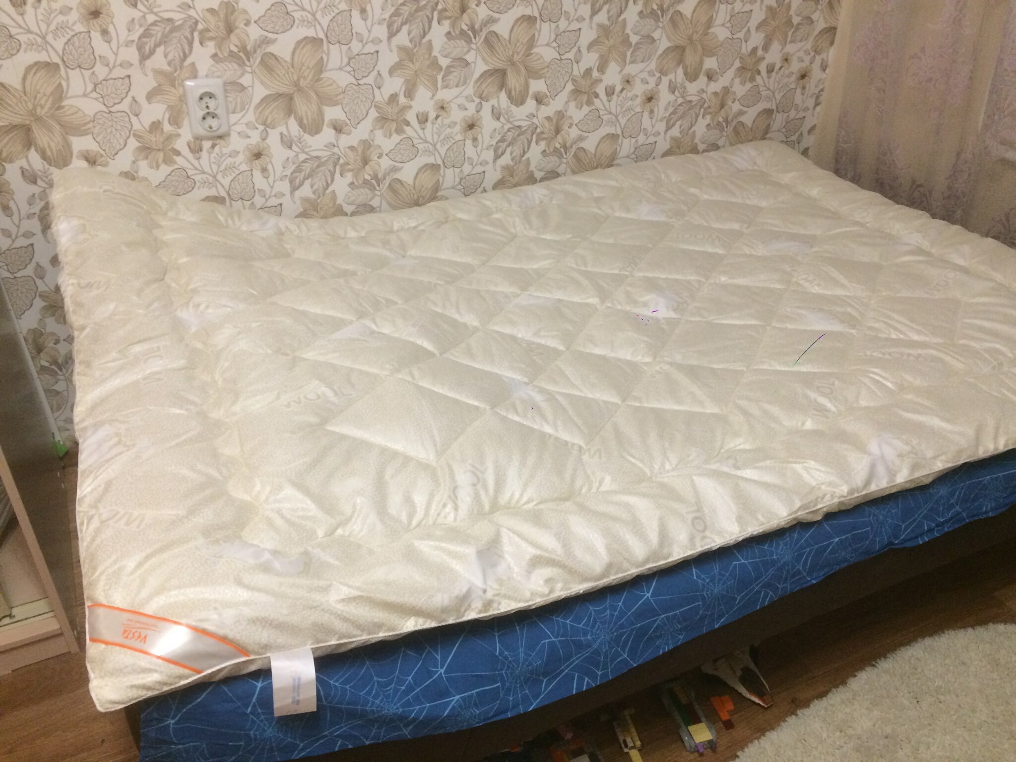 Фотография покупателя товара Одеяло зимнее 140х205 см, шерсть мериноса, ткань глосс-сатин, п/э 100% - Фото 1