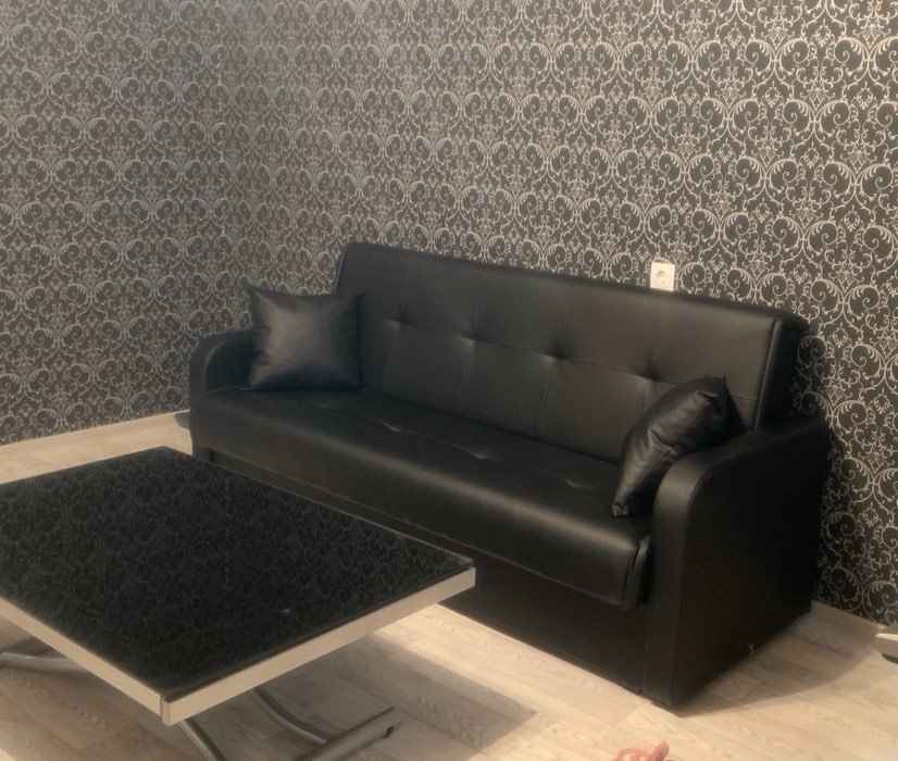 Фотография покупателя товара Прямой диван «Надежда», механизм книжка, экокожа, цвет чёрный - Фото 1