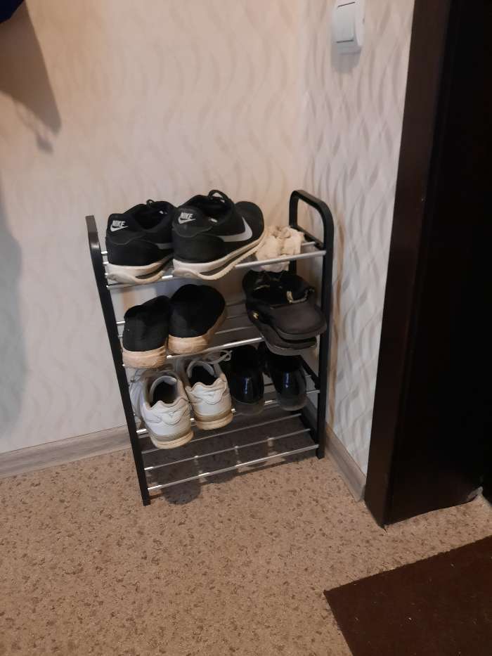 Фотография покупателя товара Обувница Доляна, 4 яруса, 42×19×55 см, цвет чёрный
