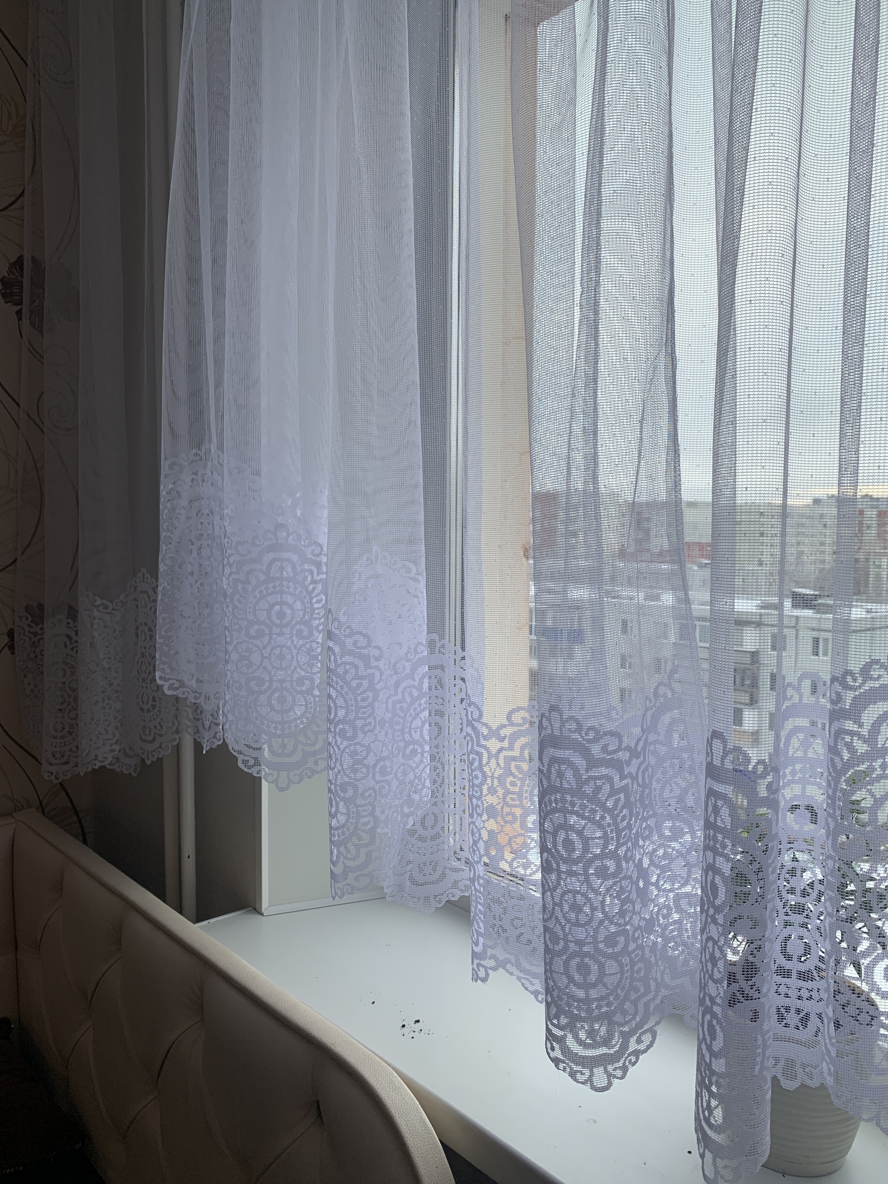 Фотография покупателя товара Тюль на кухню со шторной лентой, 285х160 см, цвет белый, 100% полиэстер - Фото 3
