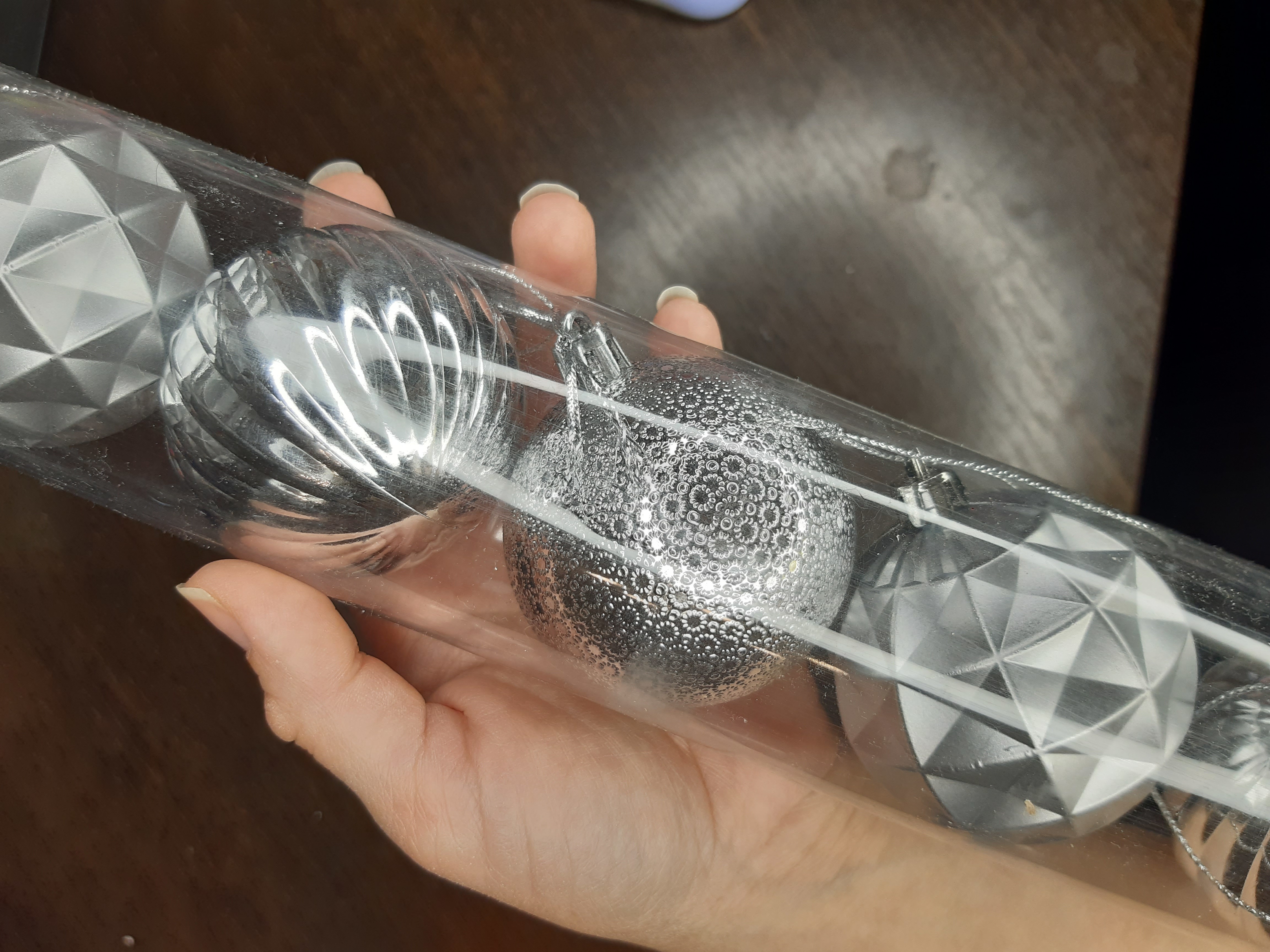 Фотография покупателя товара Набор шаров пластик d-6 см, 6 шт "Призма" серебро - Фото 8