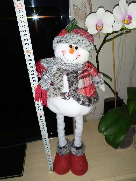 Фотография покупателя товара Мягкая игрушка "Снеговик в шубке - длинные ножки" стоит, 17х56 см, бело-красный - Фото 4