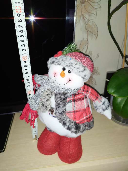 Фотография покупателя товара Мягкая игрушка "Снеговик в шубке - длинные ножки" стоит, 17х56 см, бело-красный - Фото 5