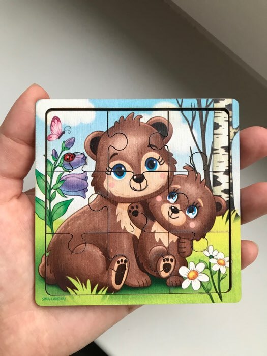 Фотография покупателя товара Пазл «Медведица и медвежонок», 9 деталей