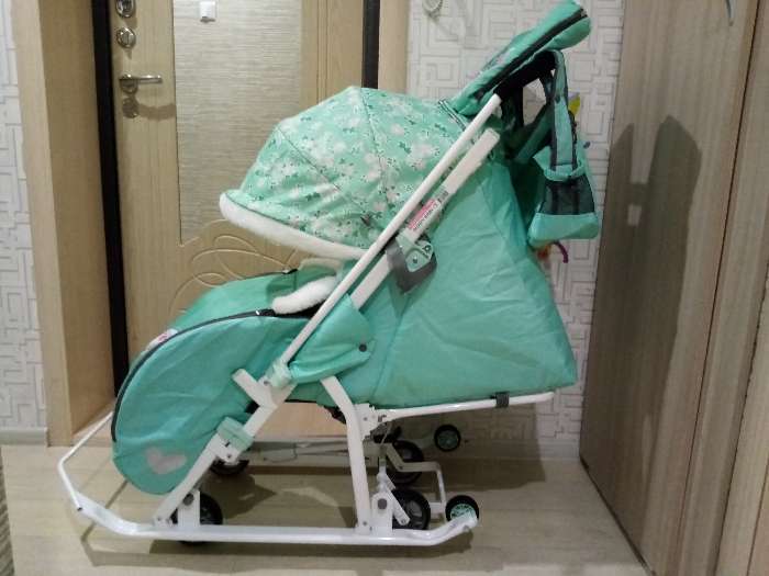Фотография покупателя товара Санки коляска «Disney-baby 2. Минни Маус», цвет мятный - Фото 2