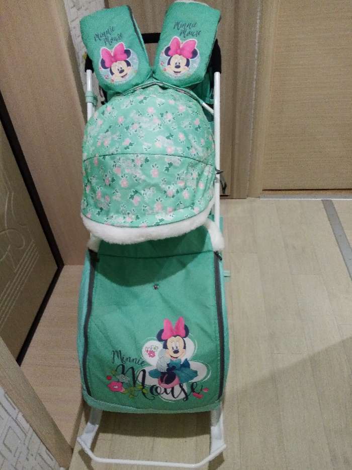 Фотография покупателя товара Санки коляска «Disney-baby 2. Минни Маус», цвет мятный - Фото 5