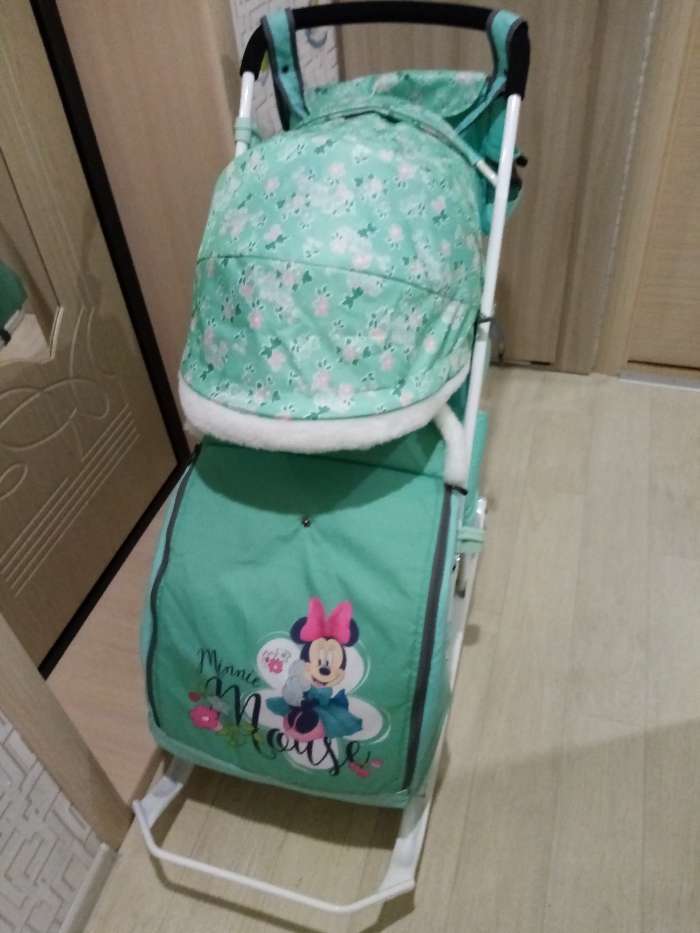 Фотография покупателя товара Санки коляска «Disney-baby 2. Минни Маус», цвет мятный - Фото 4