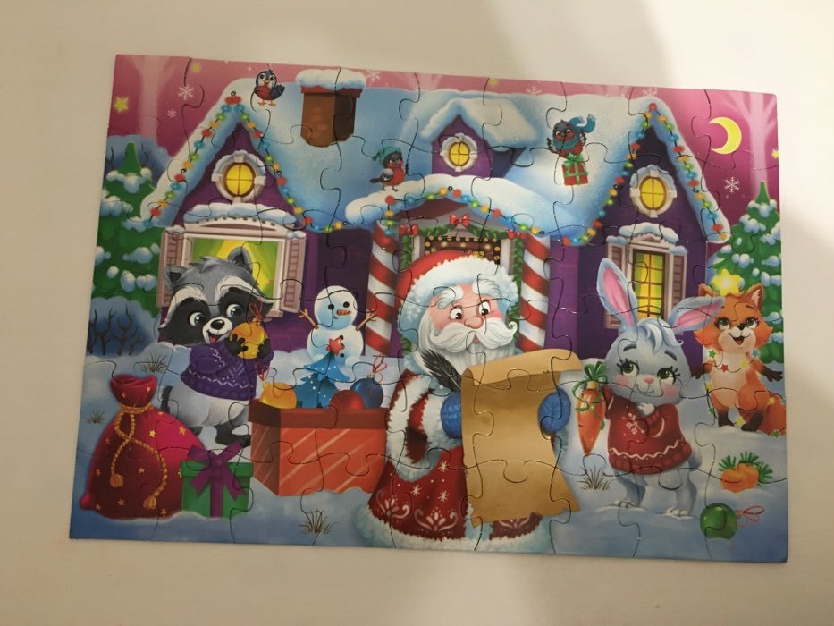 Фотография покупателя товара Пазлы в металлической коробке «Домик Дедушки Мороза», 54 детали - Фото 1