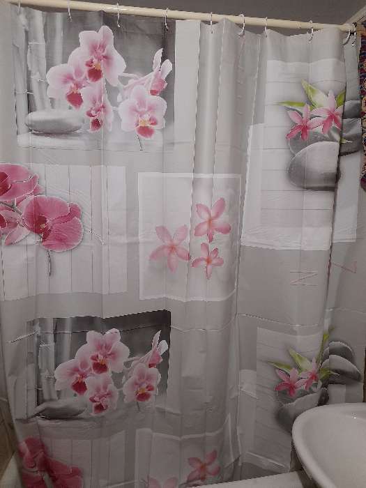 Фотография покупателя товара Штора для ванны Доляна «Дзен», 180×180 см, EVA - Фото 3