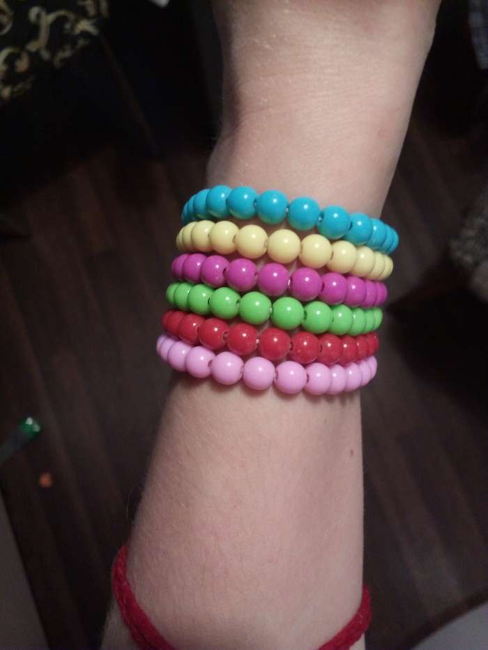 Фотография покупателя товара Набор детских браслетов «Выбражулька» бусинки, 6 нитей, цветной - Фото 1