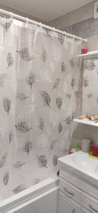 Фотография покупателя товара Штора для ванны Доляна «Чёрно-белые листья», 180×180 см, EVA - Фото 8