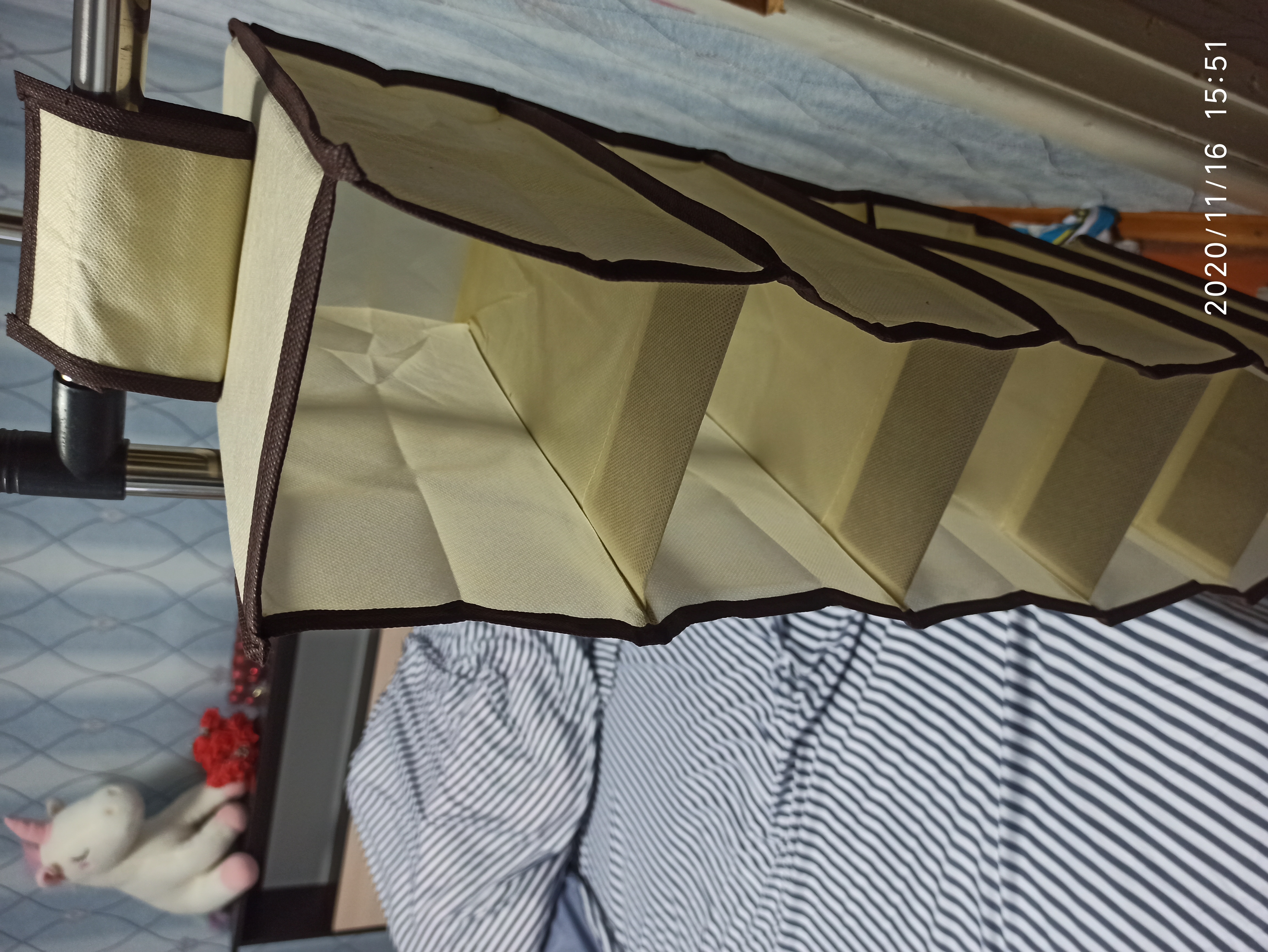 Фотография покупателя товара Кофр подвесной, 5 отделений, 15×30×70 см, цвет жемчужный - Фото 1