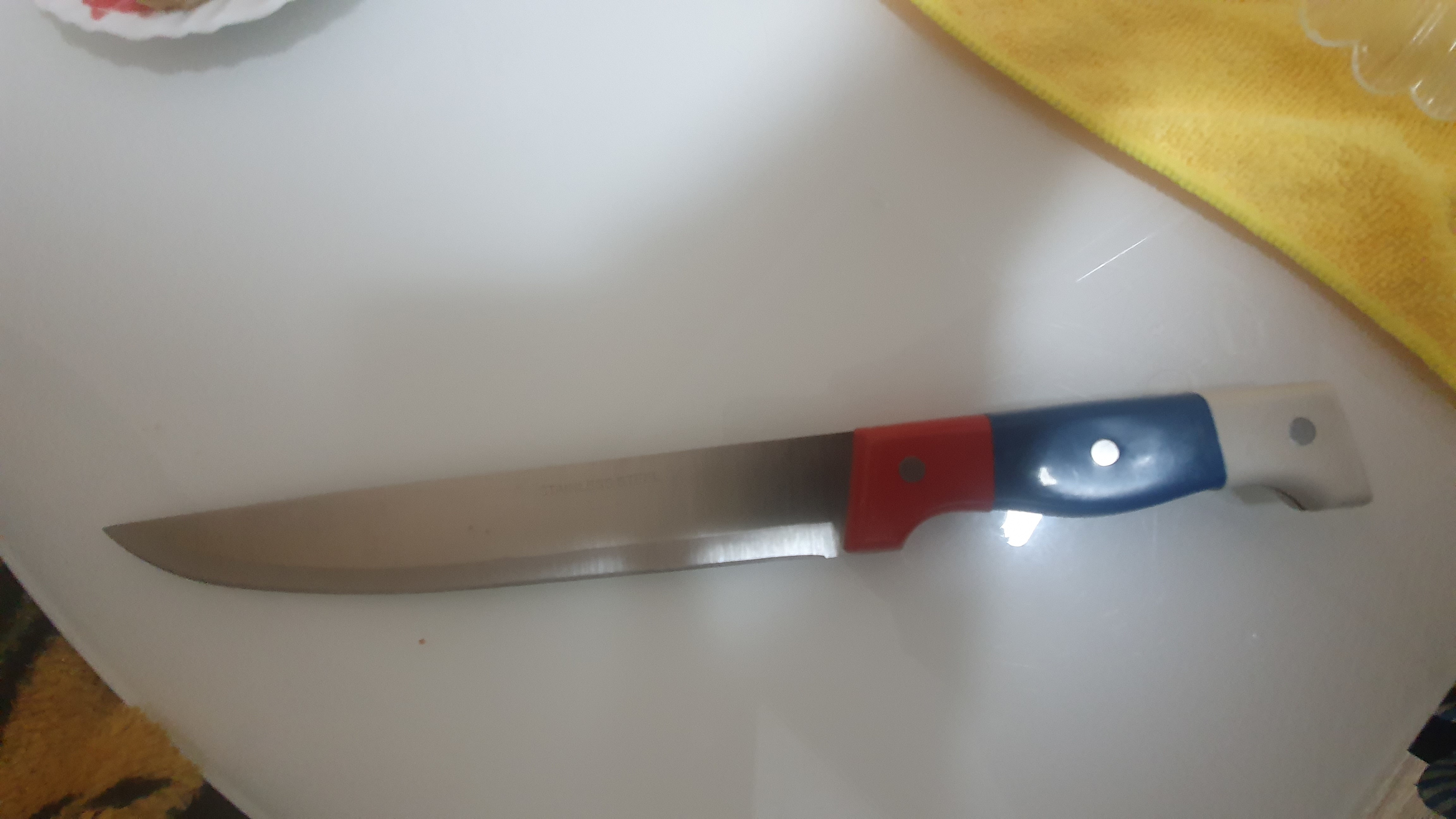 Фотография покупателя товара Нож кухонный Доляна «Триколор», лезвие 12,5 см - Фото 2