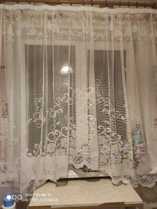 Фотография покупателя товара Тюль на кухню со шторной лентой, 305х165 см, цвет белый, 100% полиэстер - Фото 1