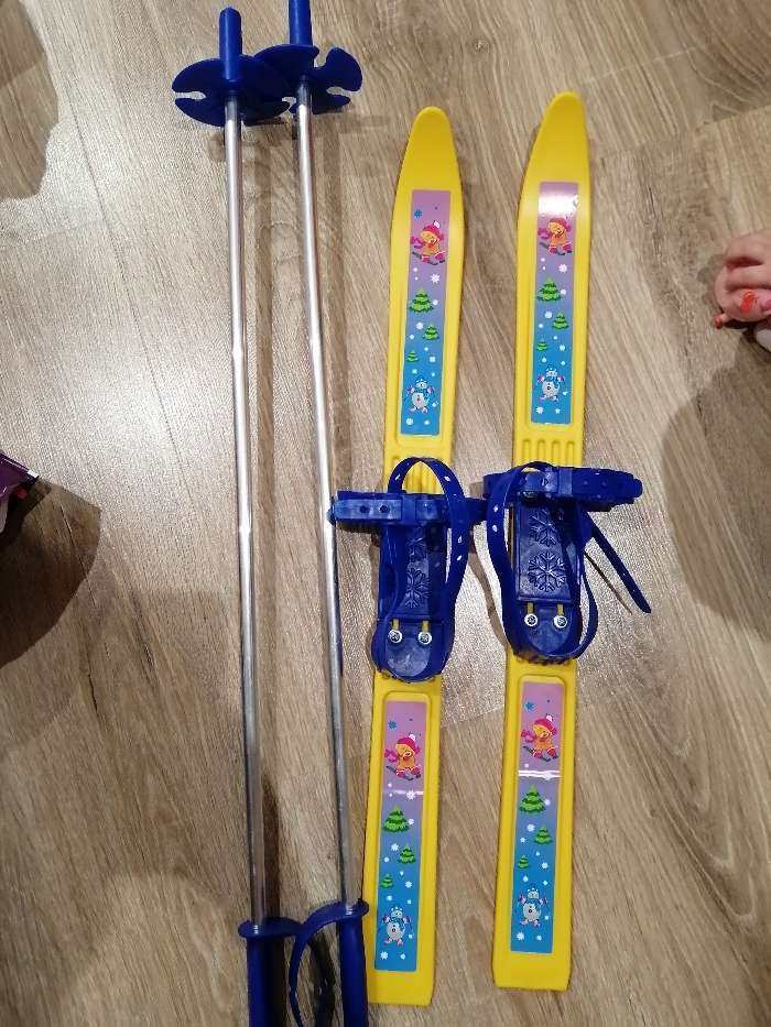 Фотография покупателя товара Лыжи детские «Олимпик-спорт» (мишки) с палками, 66/75 см - Фото 4