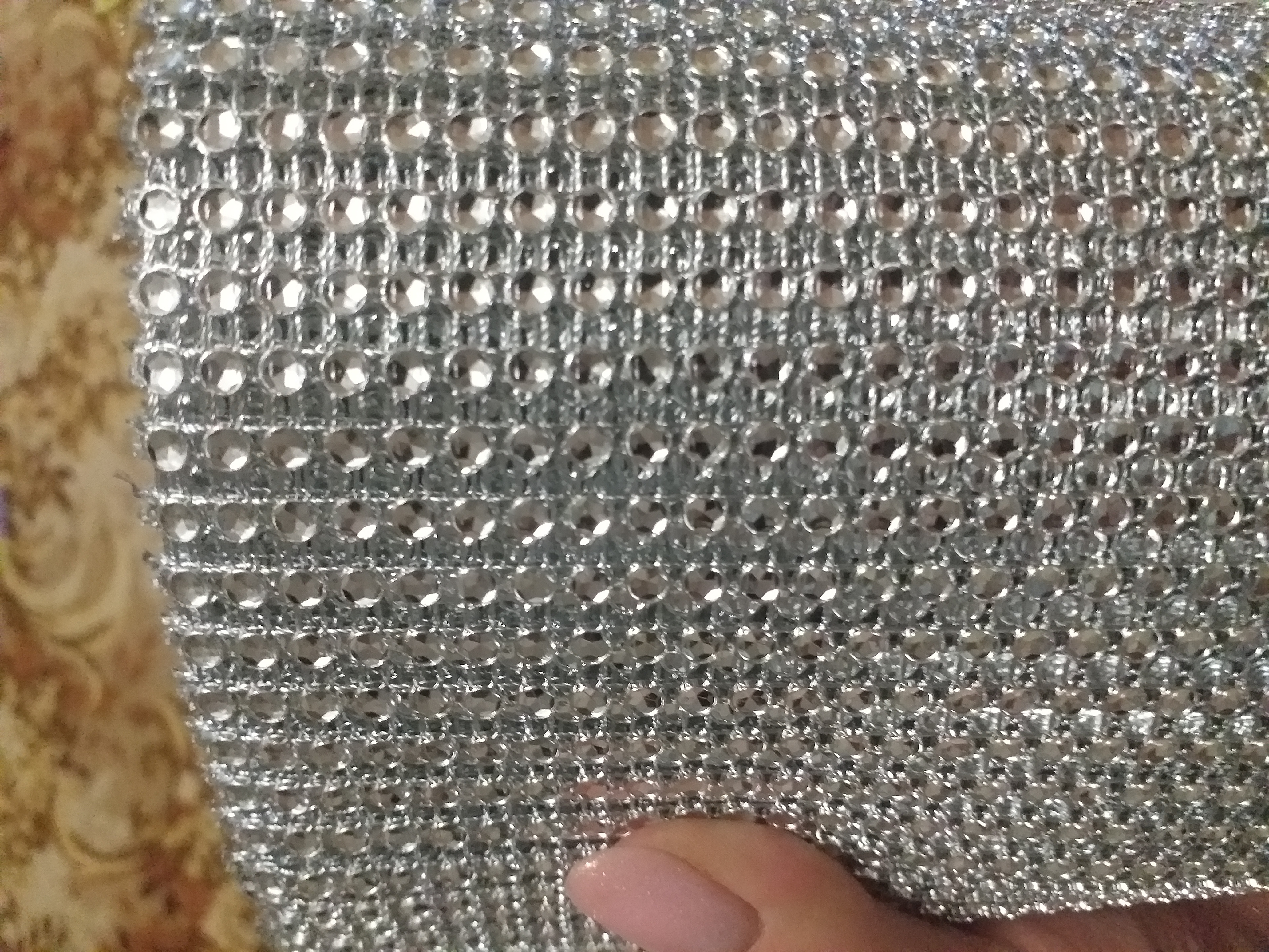 Фотография покупателя товара Лента с имитацией страз, 12 см, 9 ± 1 м, цвет серебряный
