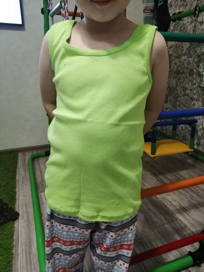 Фотография покупателя товара Майка детская, цвет салатовый, рост 122 см - Фото 2