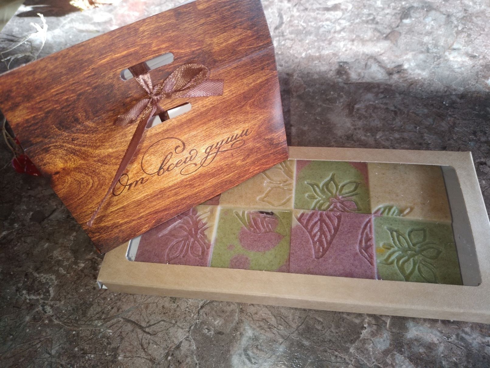 Фотография покупателя товара Подарочная коробка под плитку шоколада, крафт с окном, 17,1 х 8 х 1,4 см