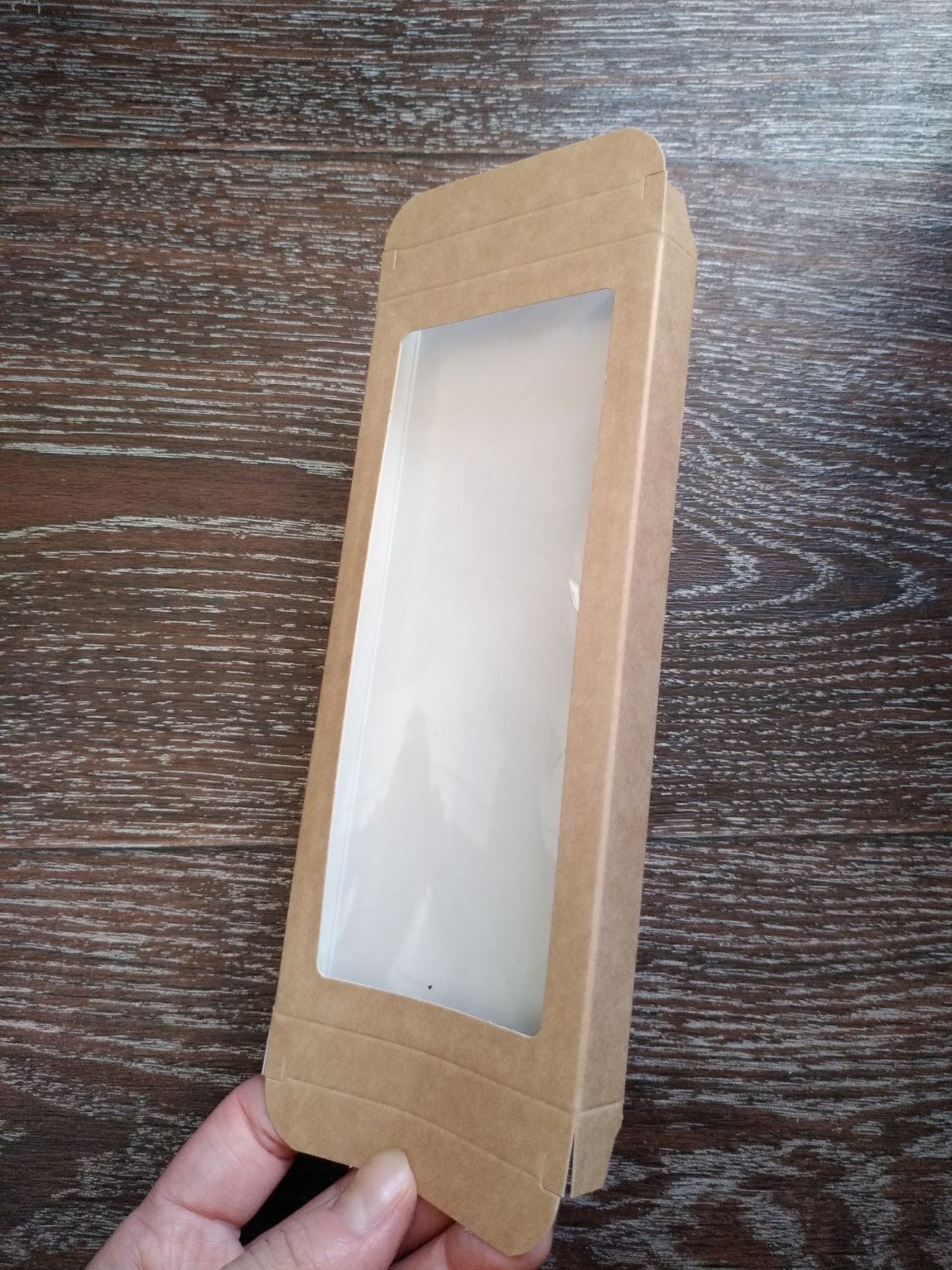Фотография покупателя товара Подарочная коробка под плитку шоколада, крафт с окном, 17,1 х 8 х 1,4 см - Фото 9