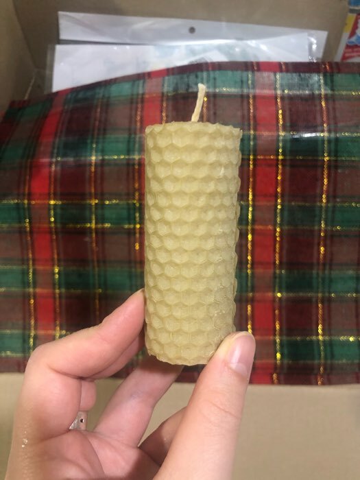 Фотография покупателя товара Набор свечей из вощины медовых с добавлением эфирного масла "Сосна" 8 см, 2 шт