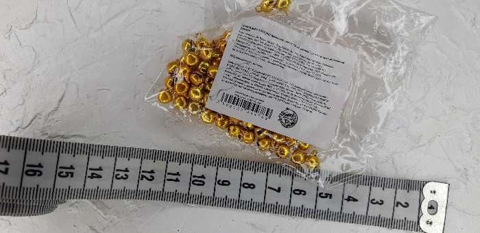 Фотография покупателя товара Бубенчики для рукоделия, набор 100 шт., размер 1 шт. — 0,6 см, цвет золотистый