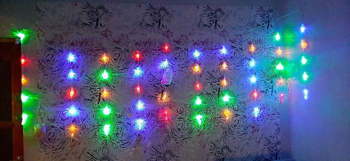 Фотография покупателя товара Гирлянда «Занавес» 2.5 × 0.65 м с насадками «Капли», IP20, прозрачная нить, 50 LED, свечение тёплое белое, 8 режимов, 220 В - Фото 1