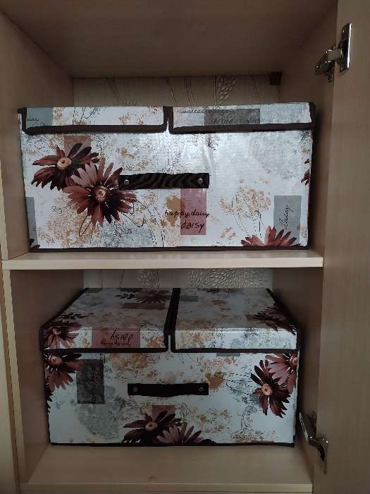 Фотография покупателя товара Короб стеллажный для хранения с двойной крышкой «Астра», 50×30×25 см,цвет коричневый - Фото 5