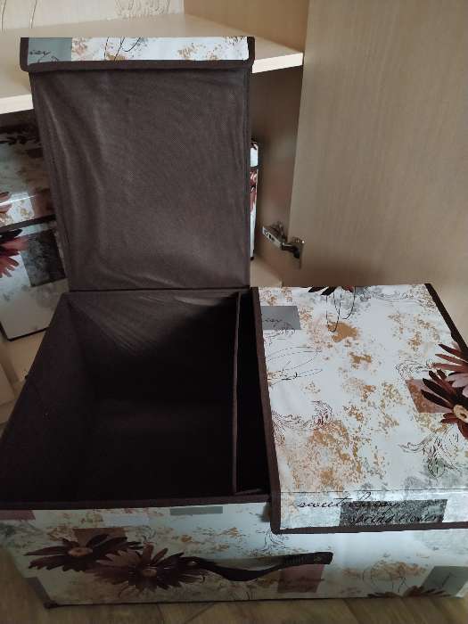 Фотография покупателя товара Короб стеллажный для хранения с двойной крышкой «Астра», 50×30×25 см,цвет коричневый