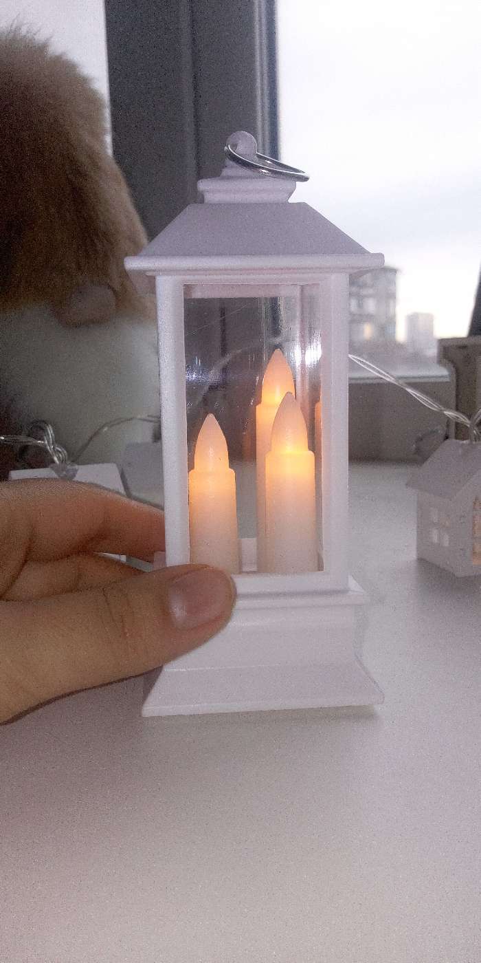 Фотография покупателя товара Светодиодная фигура «Белый фонарь со свечками» 5.5 × 13 × 5.5 см, пластик, батарейки AG13х3, свечение тёплое белое